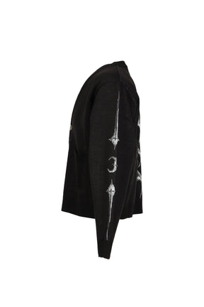 TC BONE KNIT CARDIGAN / BLK