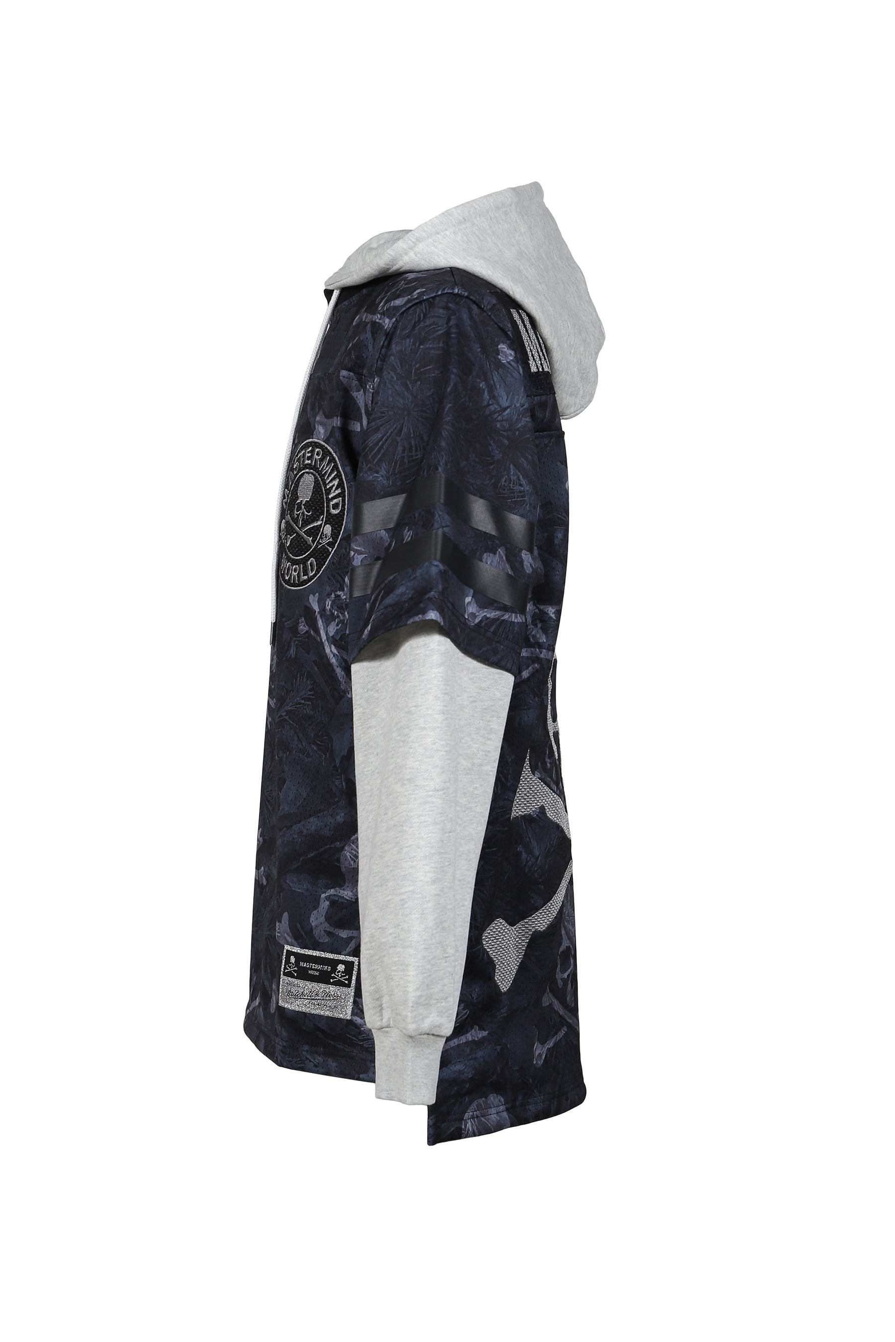 JY16967-CLBBLCK/MSTRMNDXMN PRNT HOODED JERSY / BLK