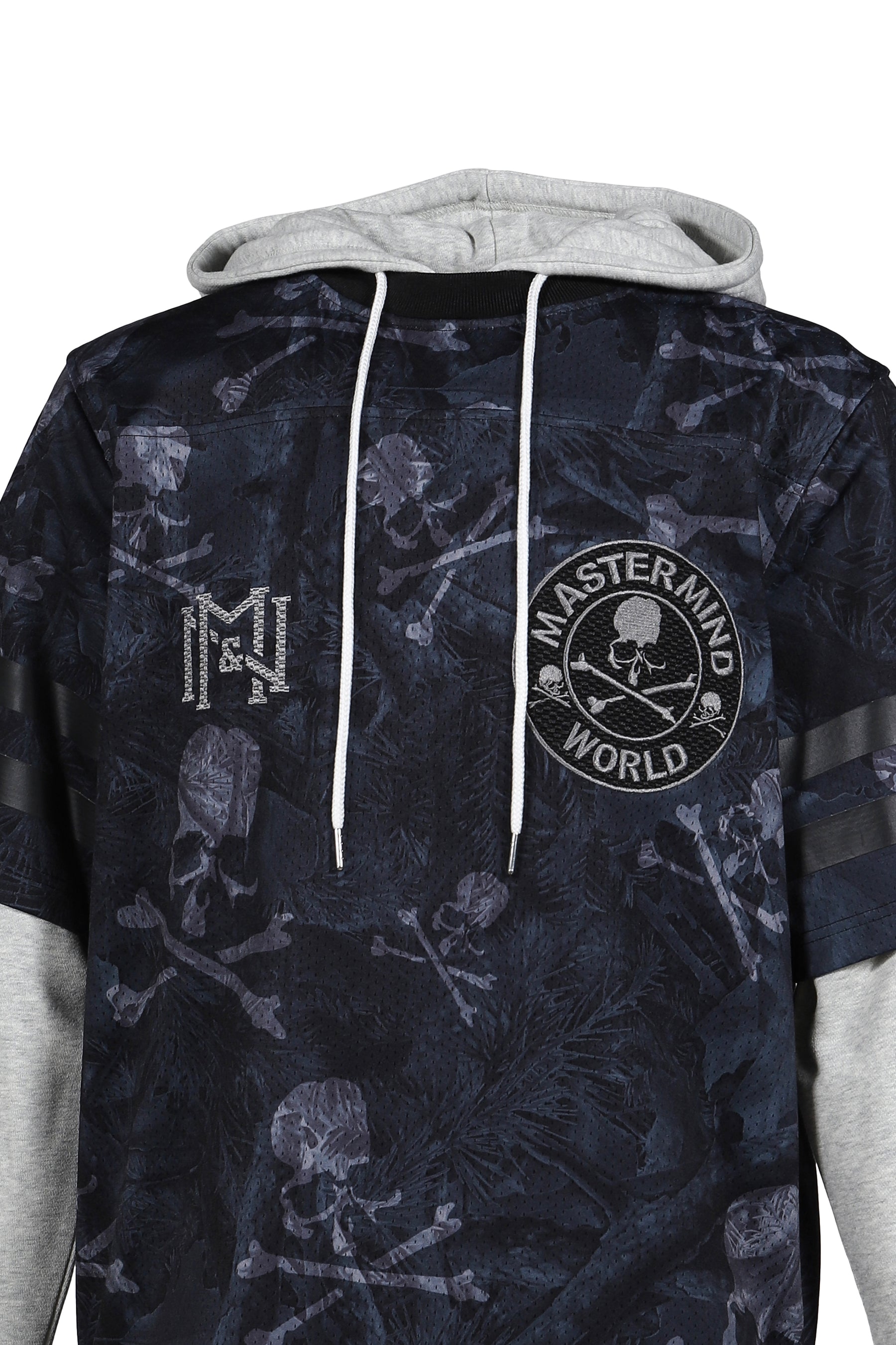 JY16967-CLBBLCK/MSTRMNDXMN PRNT HOODED JERSY / BLK