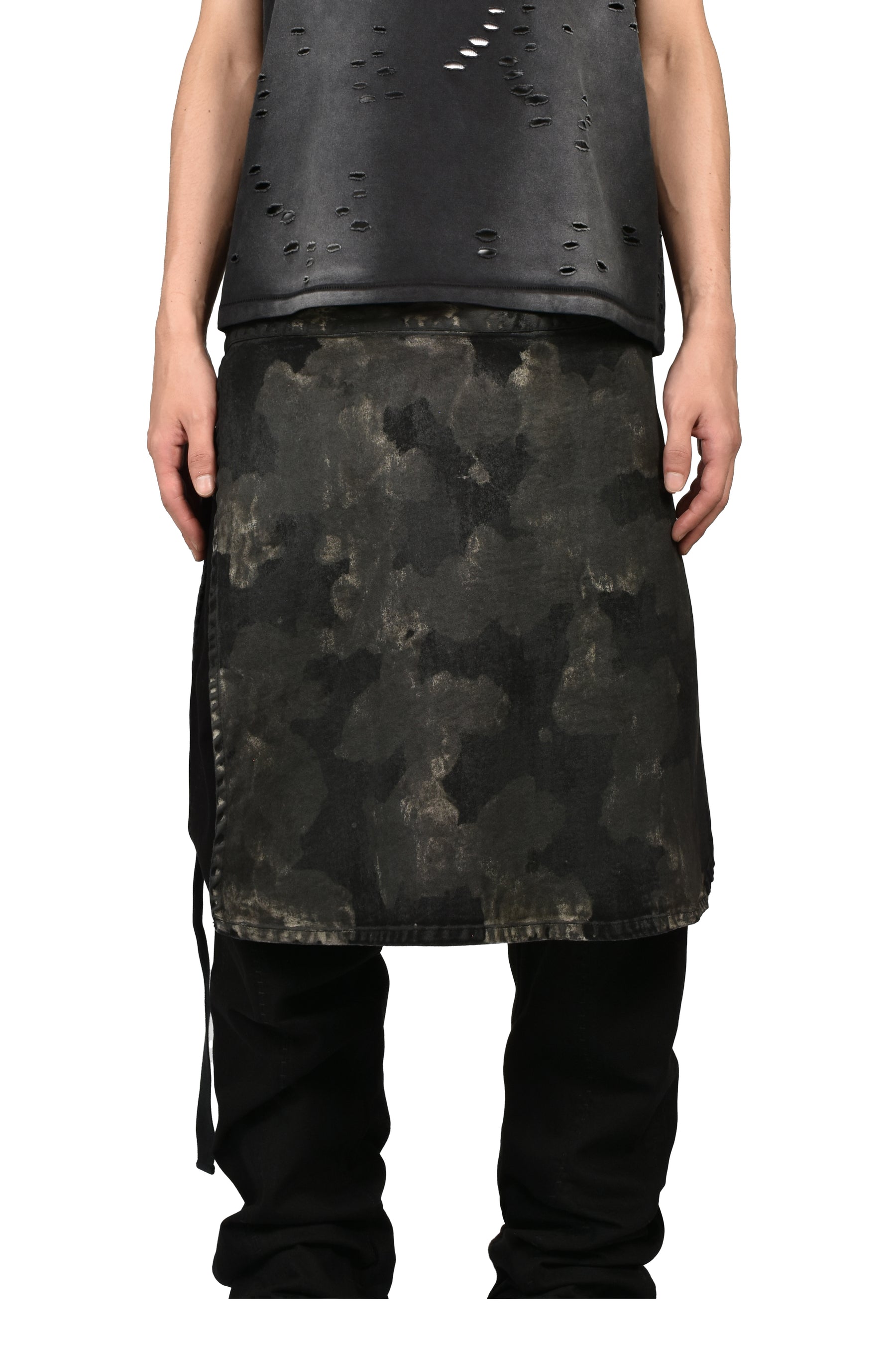 RUSTY WAXED WRAP SKIRT / RUSTY BLK