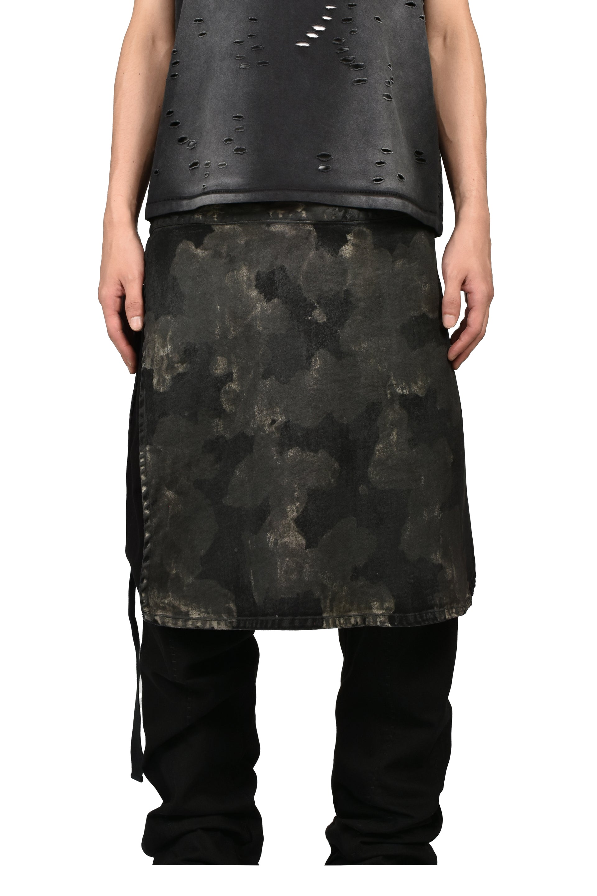 RUSTY WAXED WRAP SKIRT / RUSTY BLK