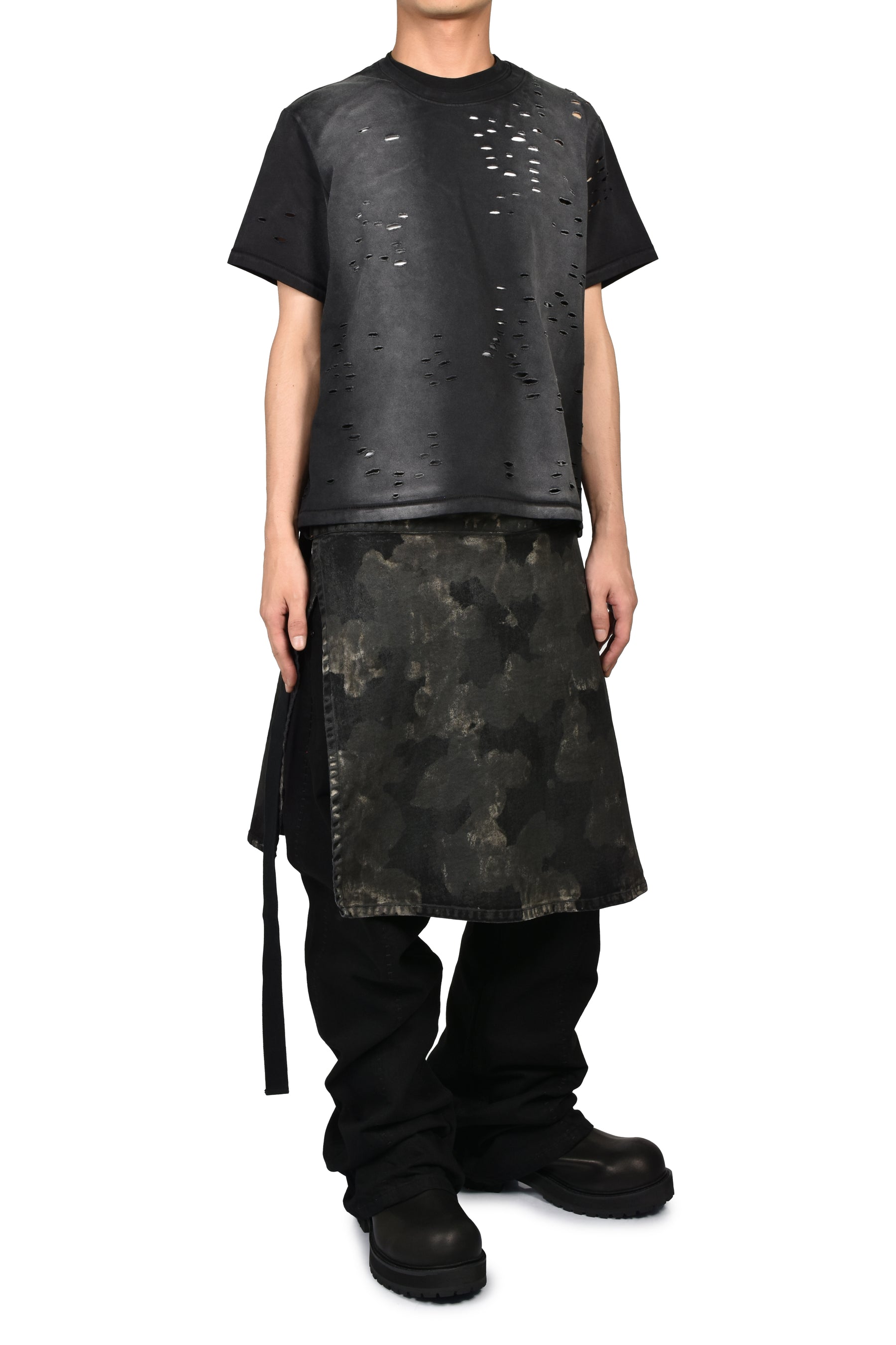RUSTY WAXED WRAP SKIRT / RUSTY BLK
