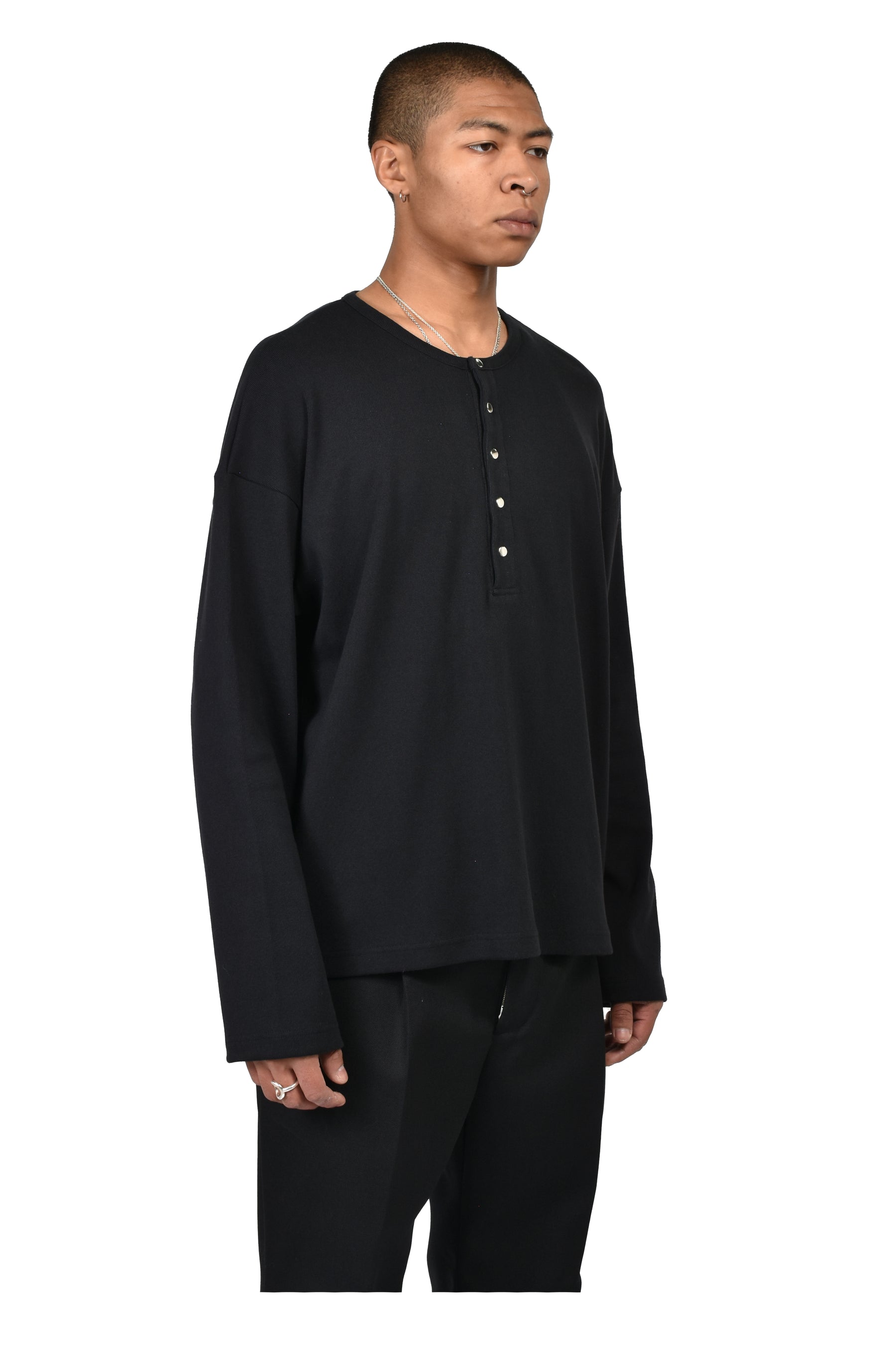 SOFT RIB HENLEY / BLK