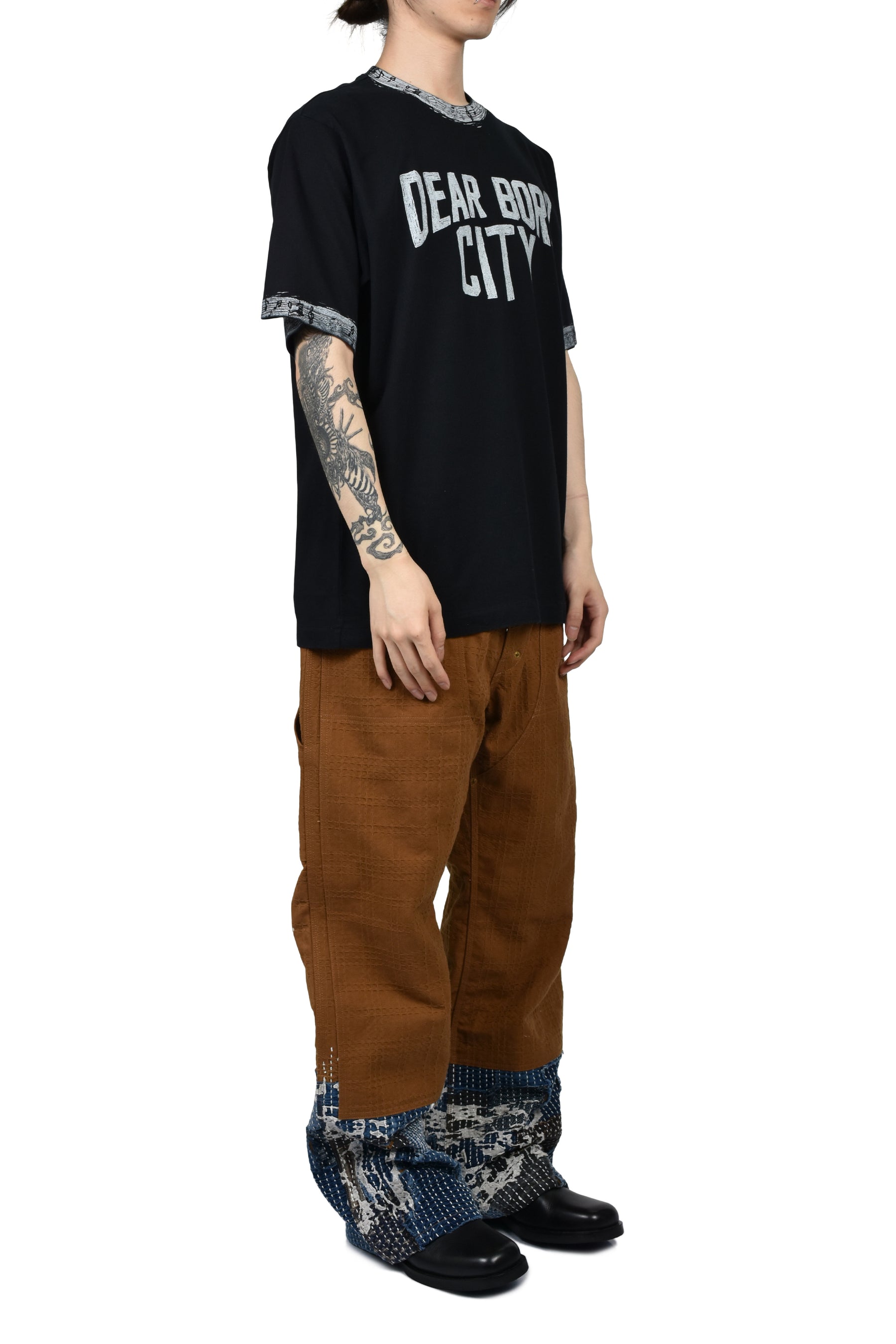 DEAR BORO INDIGO RINGER TEE / BLK