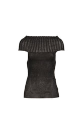 LINEN OFF-SHOULDER KNIT / BLK