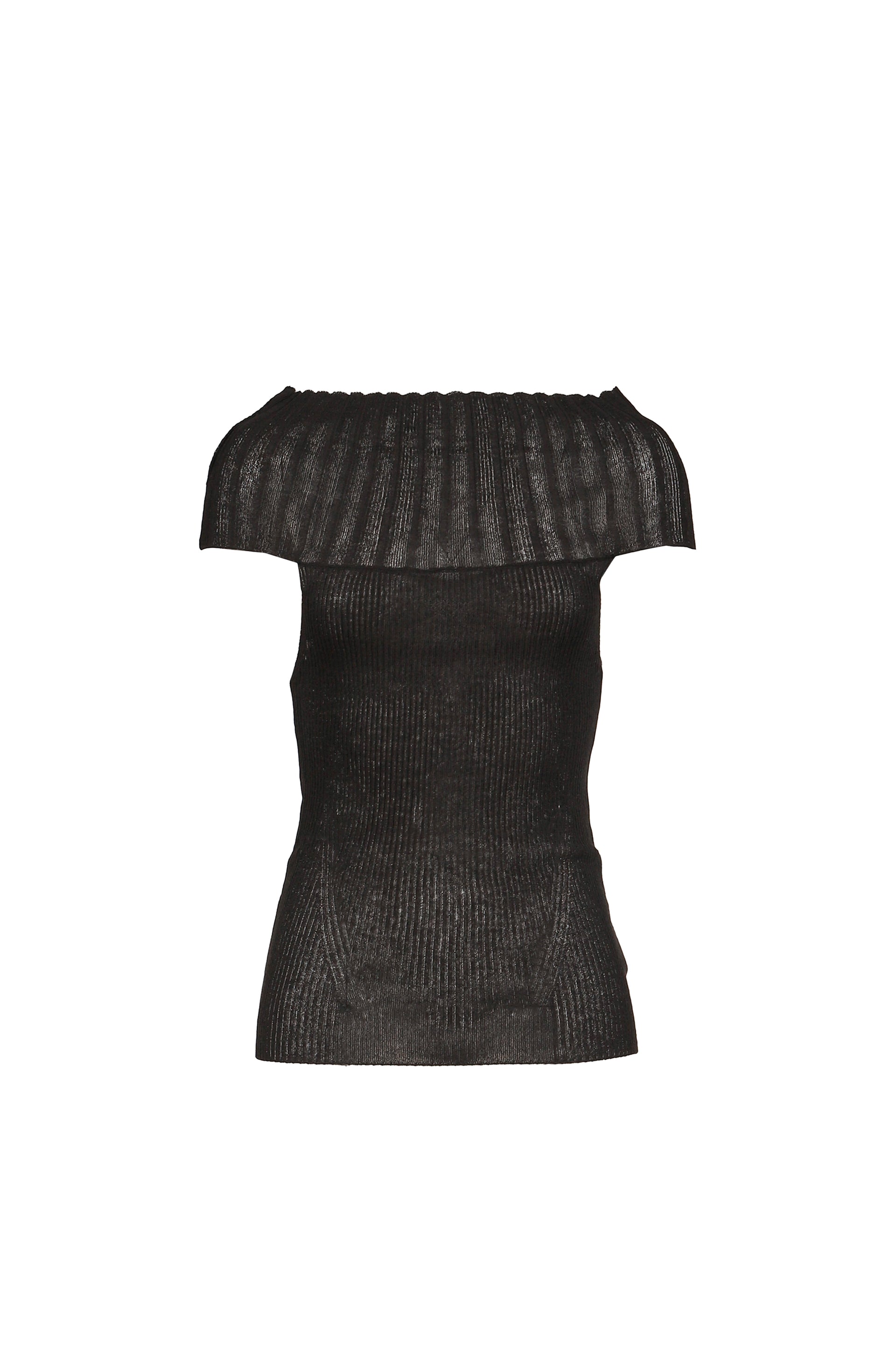 LINEN OFF-SHOULDER KNIT / BLK