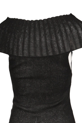 LINEN OFF-SHOULDER KNIT / BLK