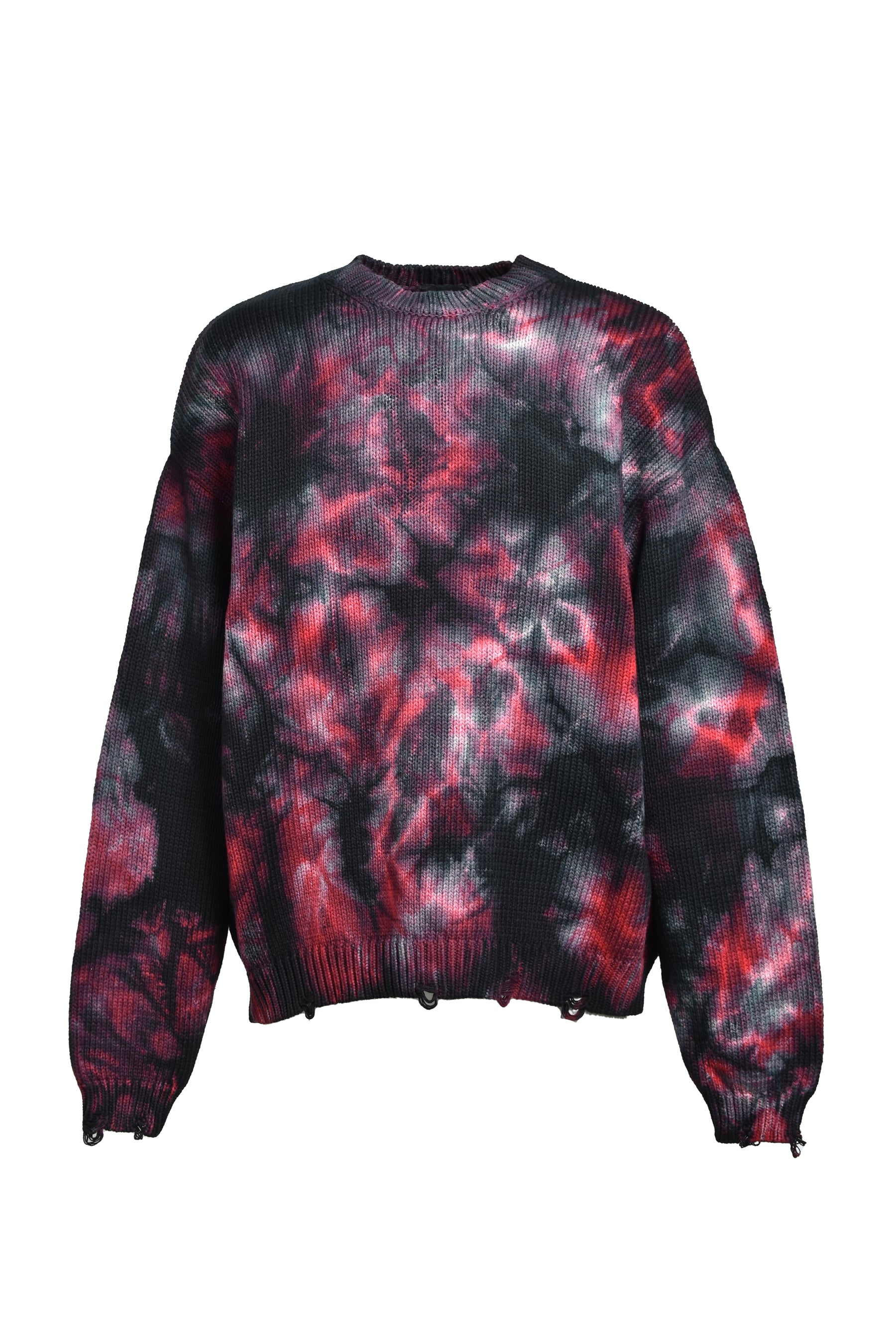 TIE-DYE CREWNECK SWEATER / WINE