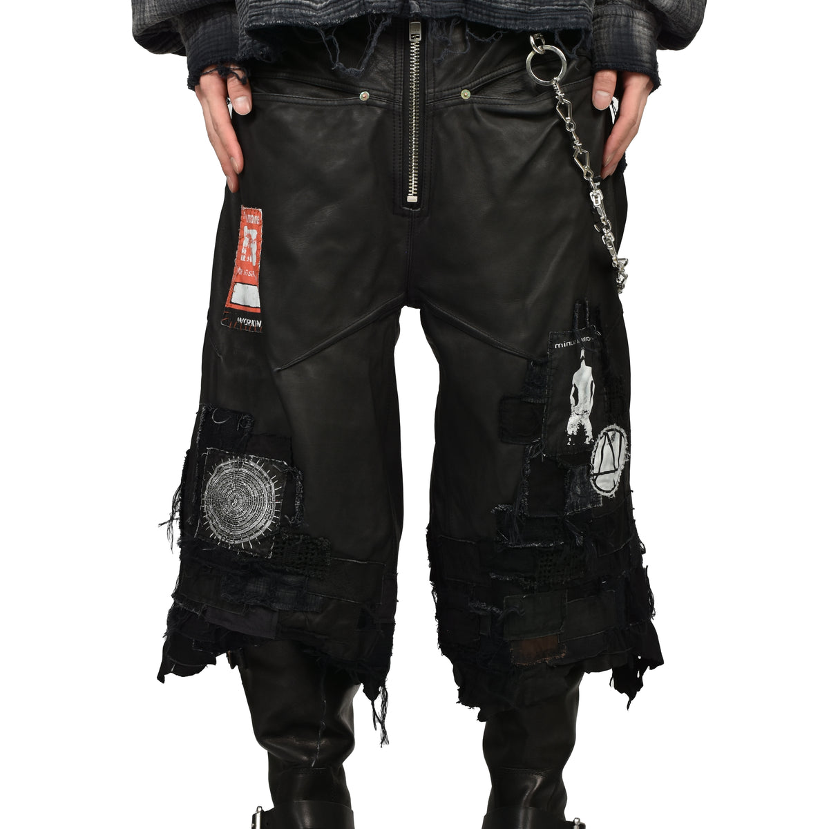 FILTH × MINUS Collaboration SS26 CRUST LEATHER SHORTS / BLK - NUBIAN
