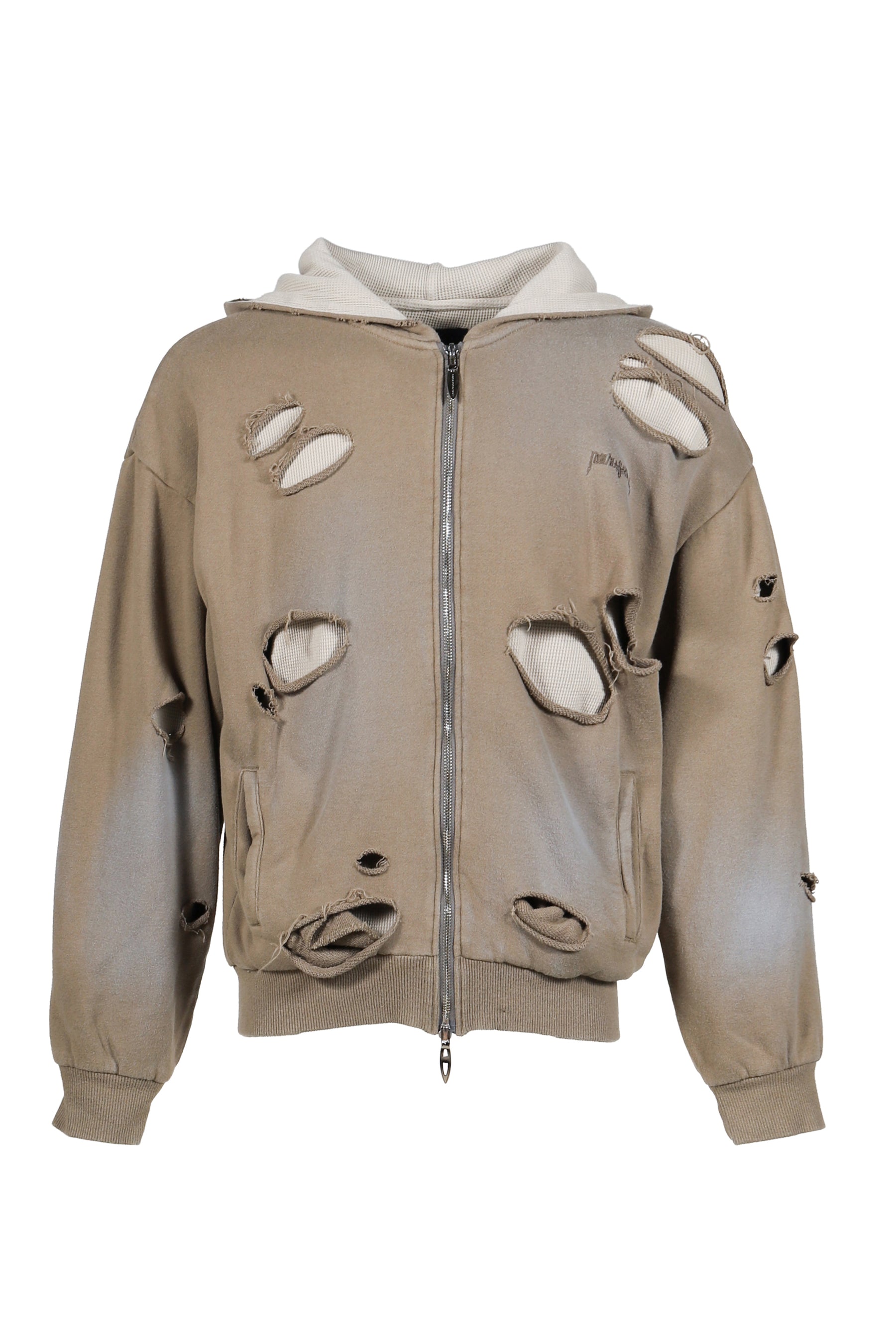 THERMAL LAYERED ZIP HOODIE / DUST