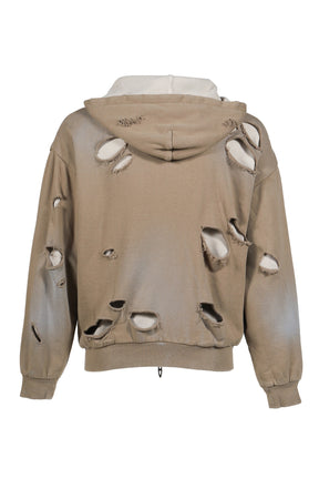 THERMAL LAYERED ZIP HOODIE / DUST