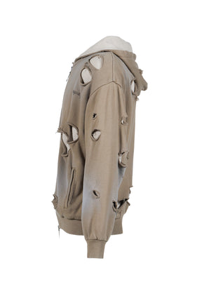 THERMAL LAYERED ZIP HOODIE / DUST