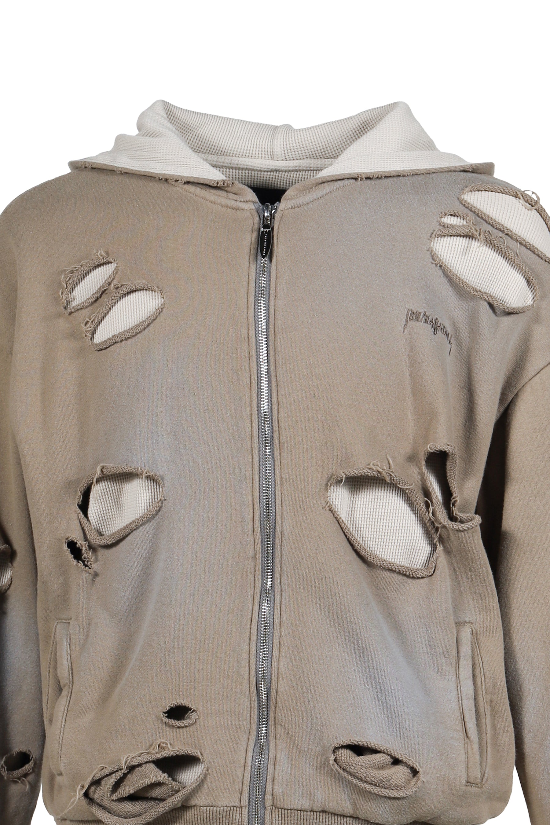 THERMAL LAYERED ZIP HOODIE / DUST