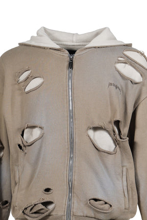 THERMAL LAYERED ZIP HOODIE / DUST