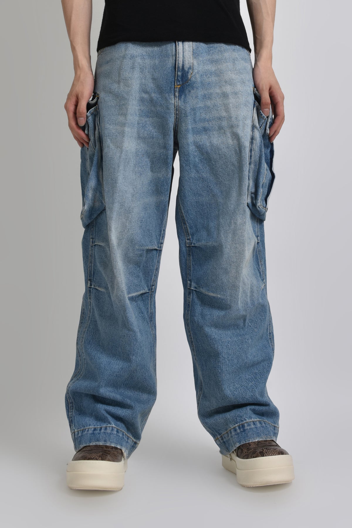 DENIM CARGO JEANS / WASH 1