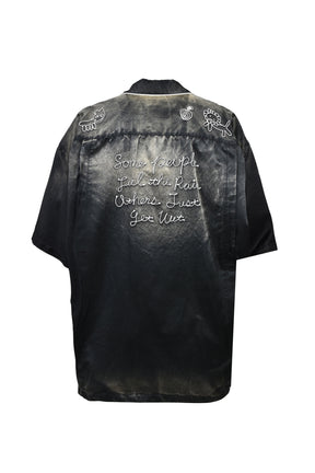 SUN FADE H/S SATIN SHIRTS / BLK