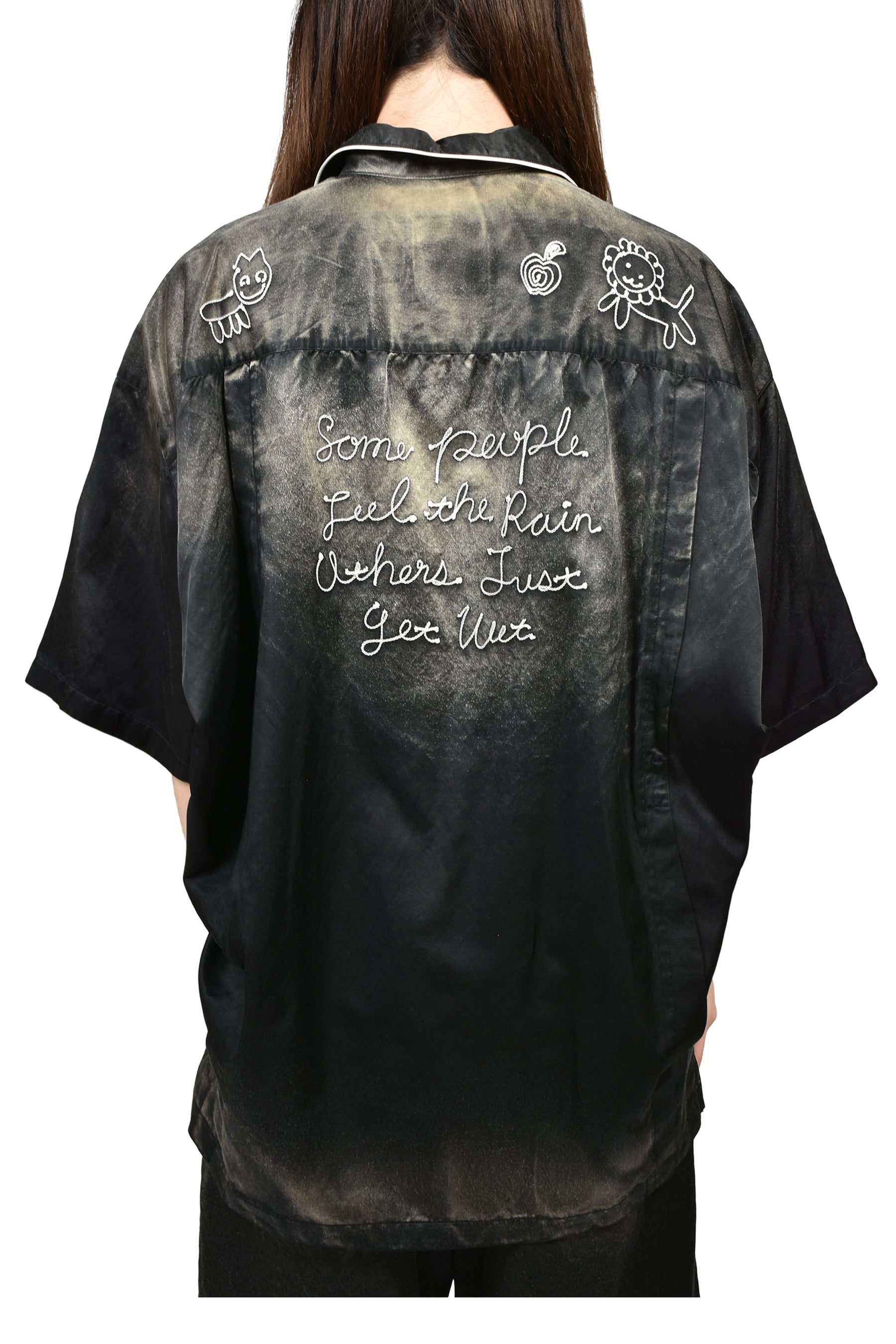 SUN FADE H/S SATIN SHIRTS / BLK