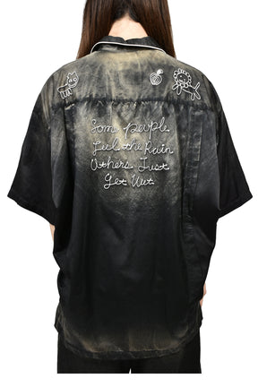 SUN FADE H/S SATIN SHIRTS / BLK