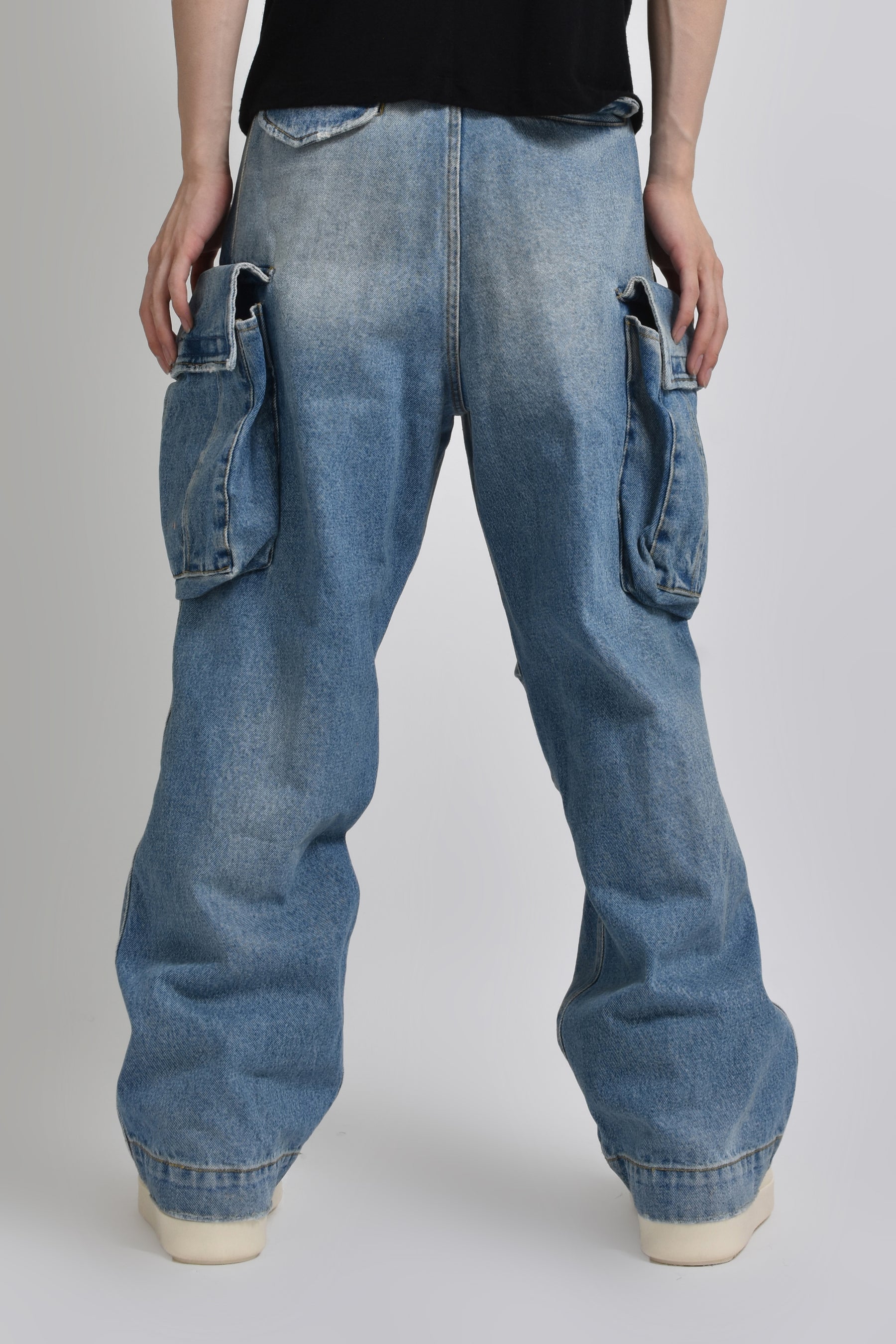 DENIM CARGO JEANS / WASH 1