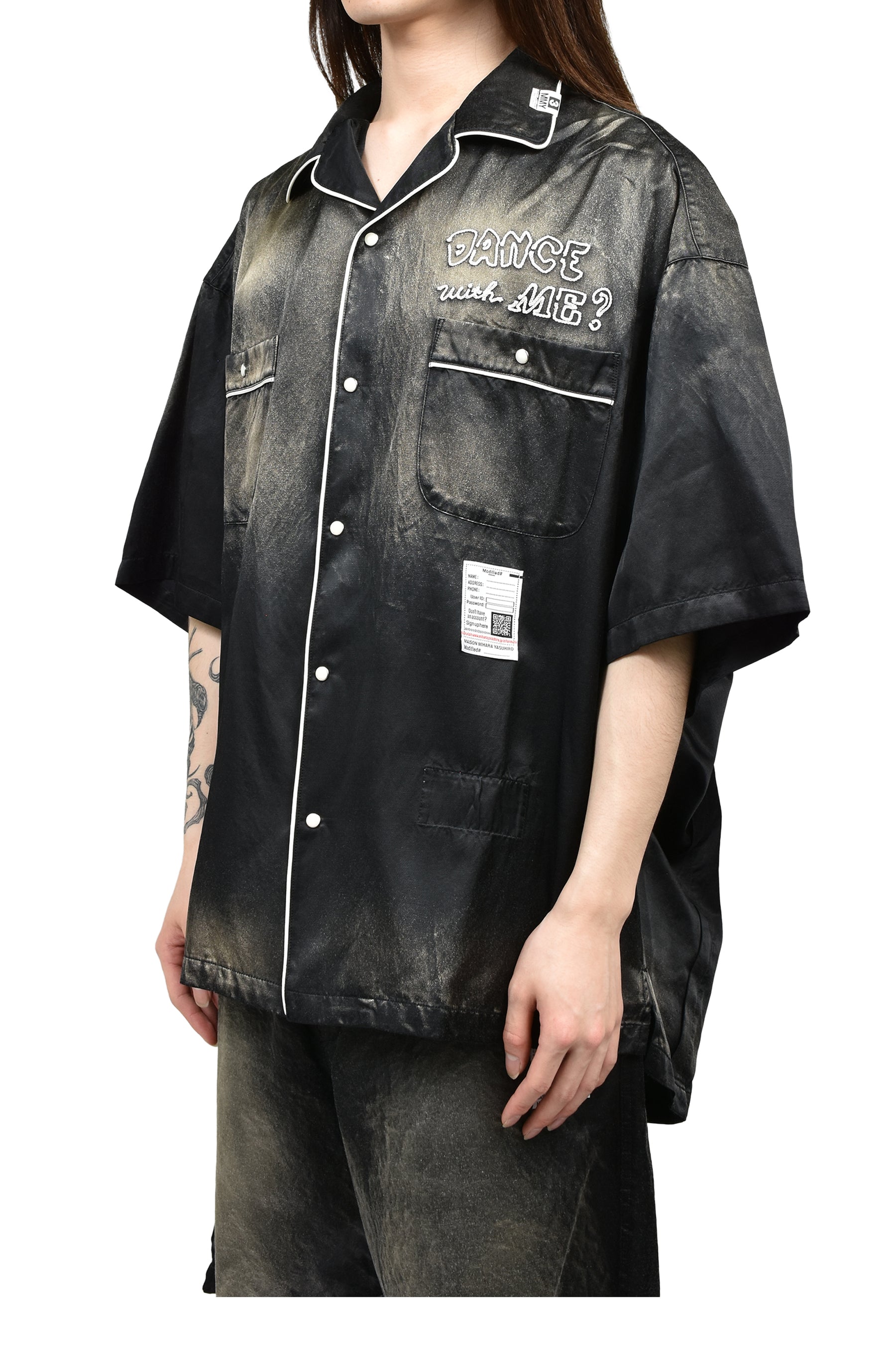 SUN FADE H/S SATIN SHIRTS / BLK
