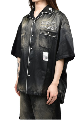 SUN FADE H/S SATIN SHIRTS / BLK
