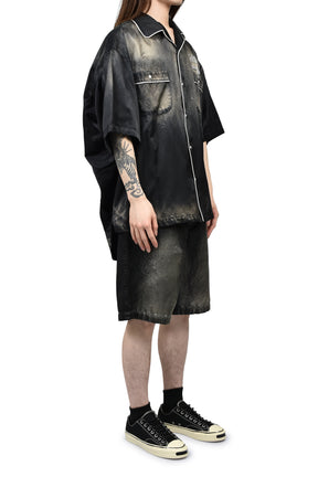 SUN FADE H/S SATIN SHIRTS / BLK