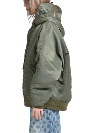 PETAL MOUTH HOOD BOMBER JACKET / KHA