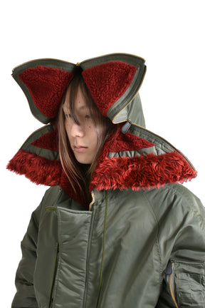 PETAL MOUTH HOOD BOMBER JACKET / KHA