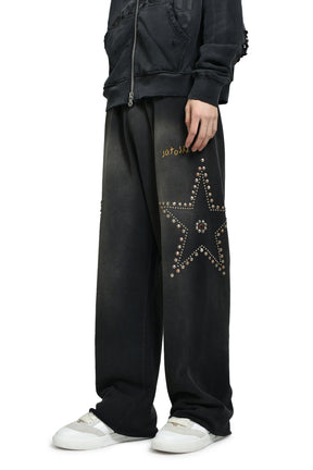 STAR STUDDED SWEATPANT / BLK