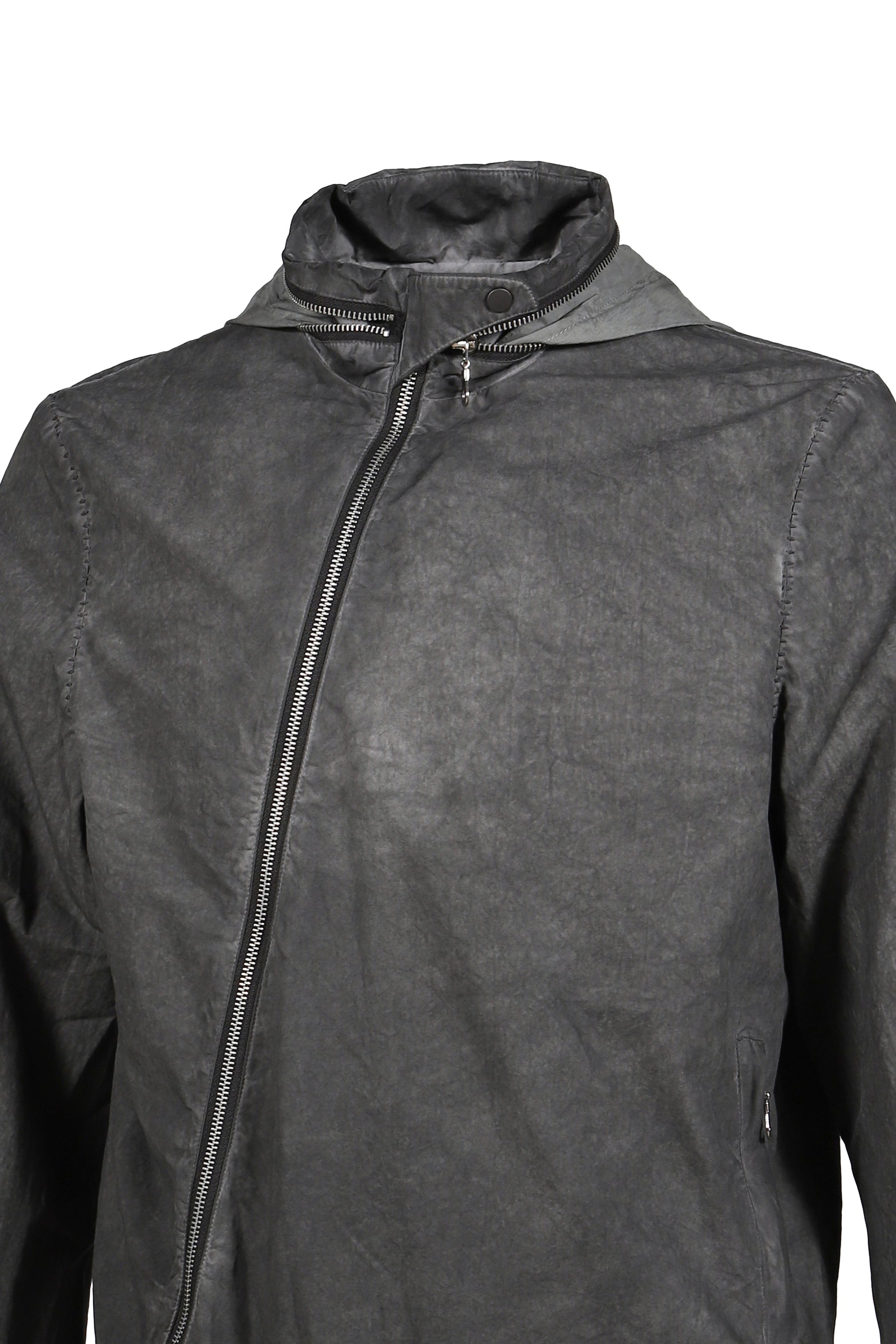 DIAGONAL ZIP EXPLORER JACKET / OBJECT DYED GRAY