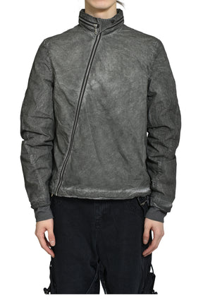 DIAGONAL ZIP EXPLORER JACKET / OBJECT DYED GRAY