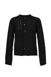 JEFF CABLE KNIT LADDER STITCH CARDIGAN / BLK