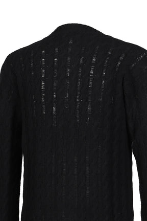 JEFF CABLE KNIT LADDER STITCH CARDIGAN / BLK