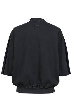 "BASEBALL" CUT SLEEVE SWEATSHIRT / BLK