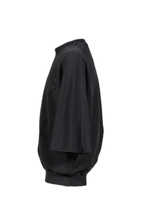 "BASEBALL" CUT SLEEVE SWEATSHIRT / BLK