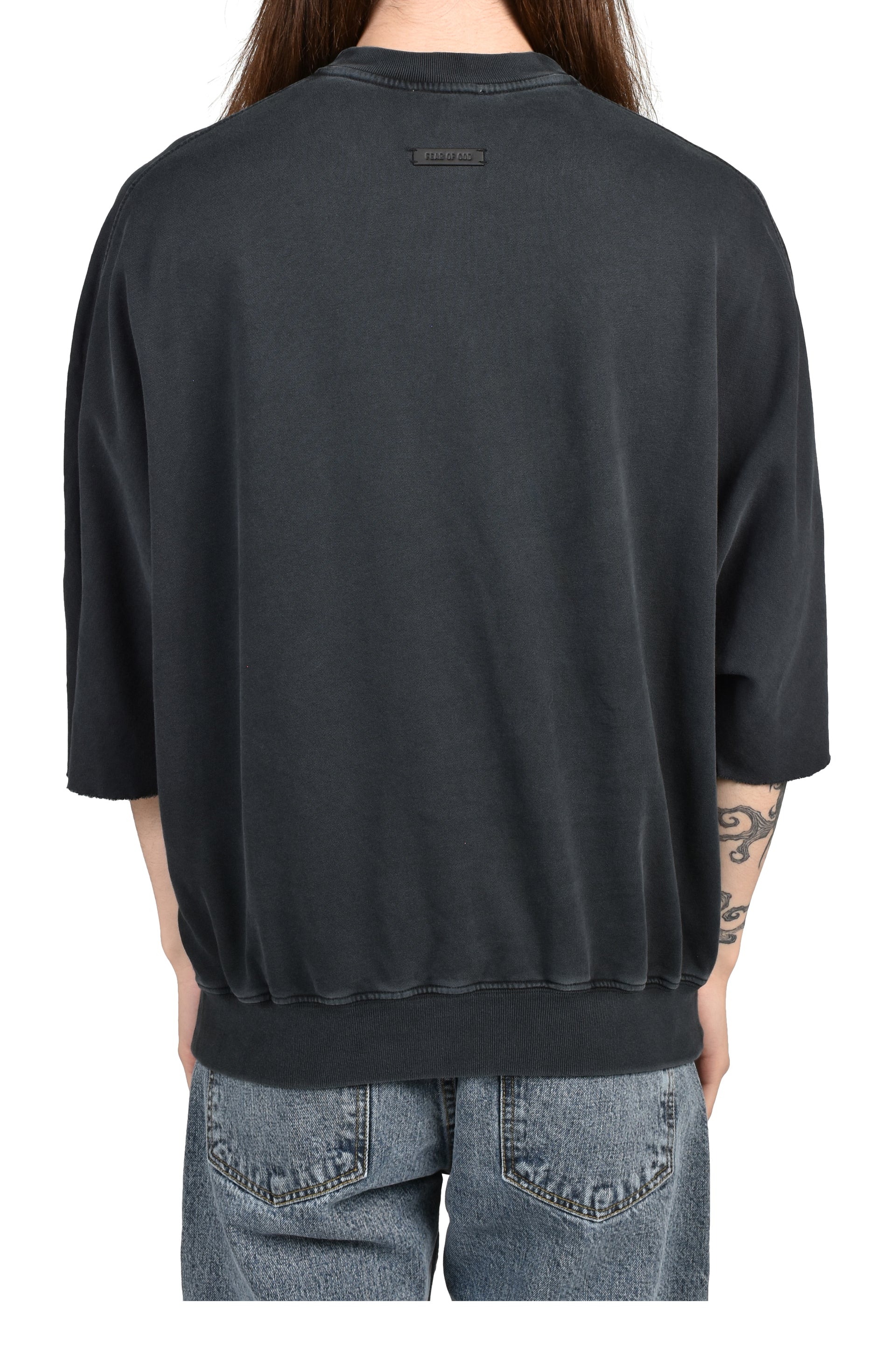 "BASEBALL" CUT SLEEVE SWEATSHIRT / BLK