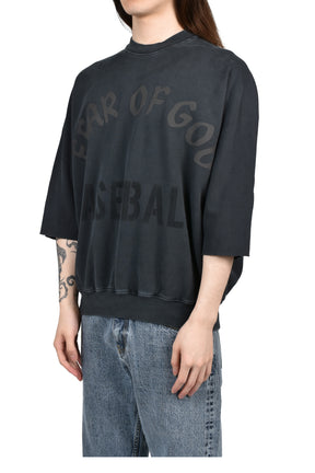 "BASEBALL" CUT SLEEVE SWEATSHIRT / BLK
