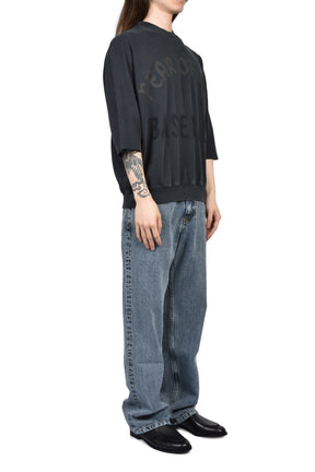 "BASEBALL" CUT SLEEVE SWEATSHIRT / BLK