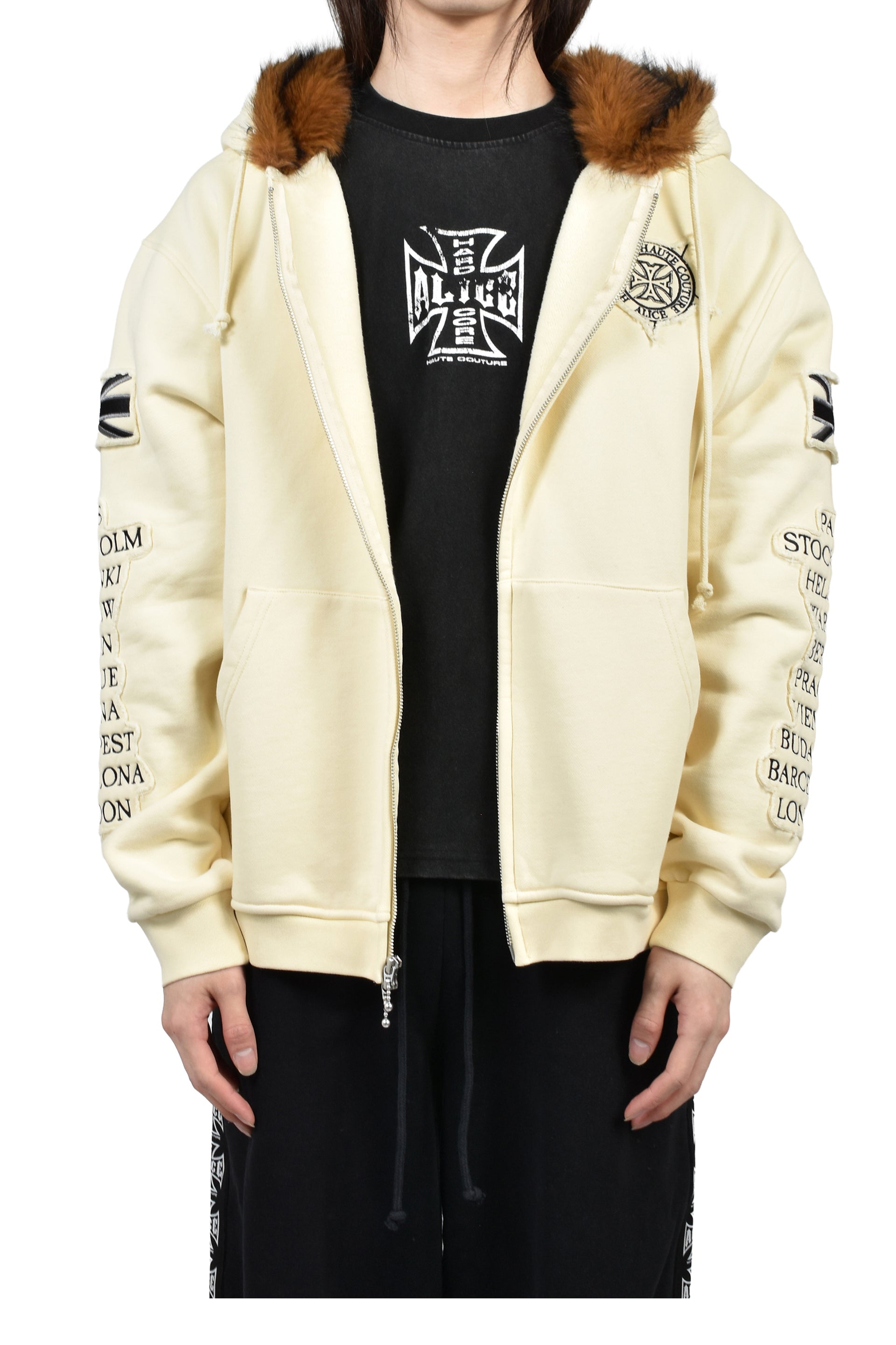 EUROTRIP PATCHED ZIP HOODIE / O.WHT