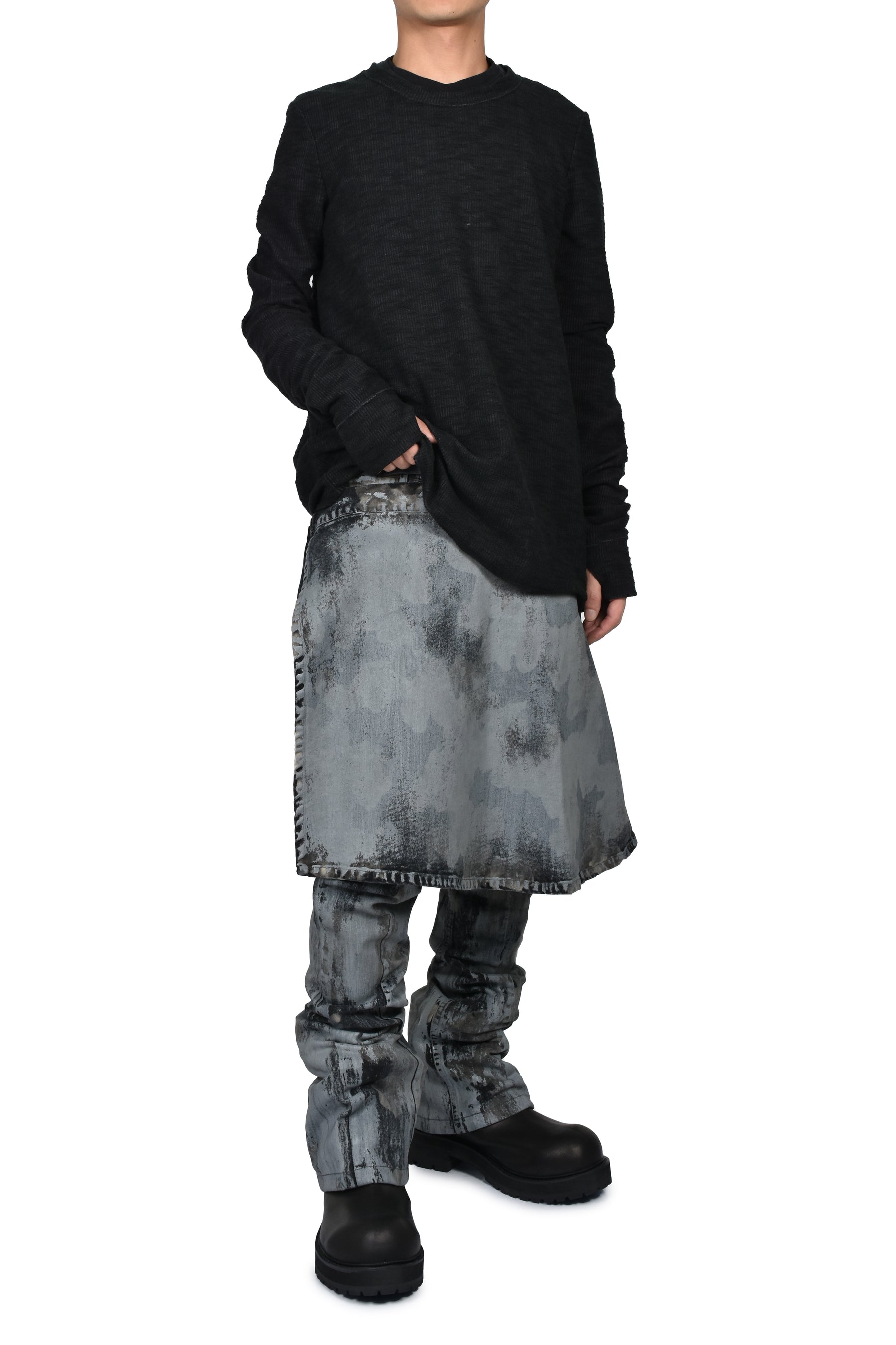 RUSTY WAXED WRAP SKIRT / RUSTY GRY