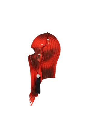KNITTED BALACLAVA / RED/BLK