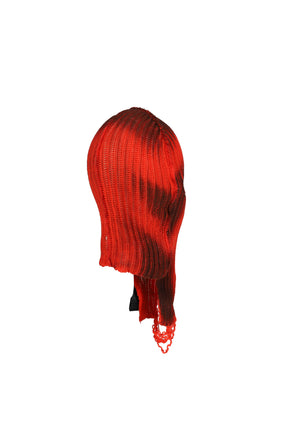 KNITTED BALACLAVA / RED/BLK