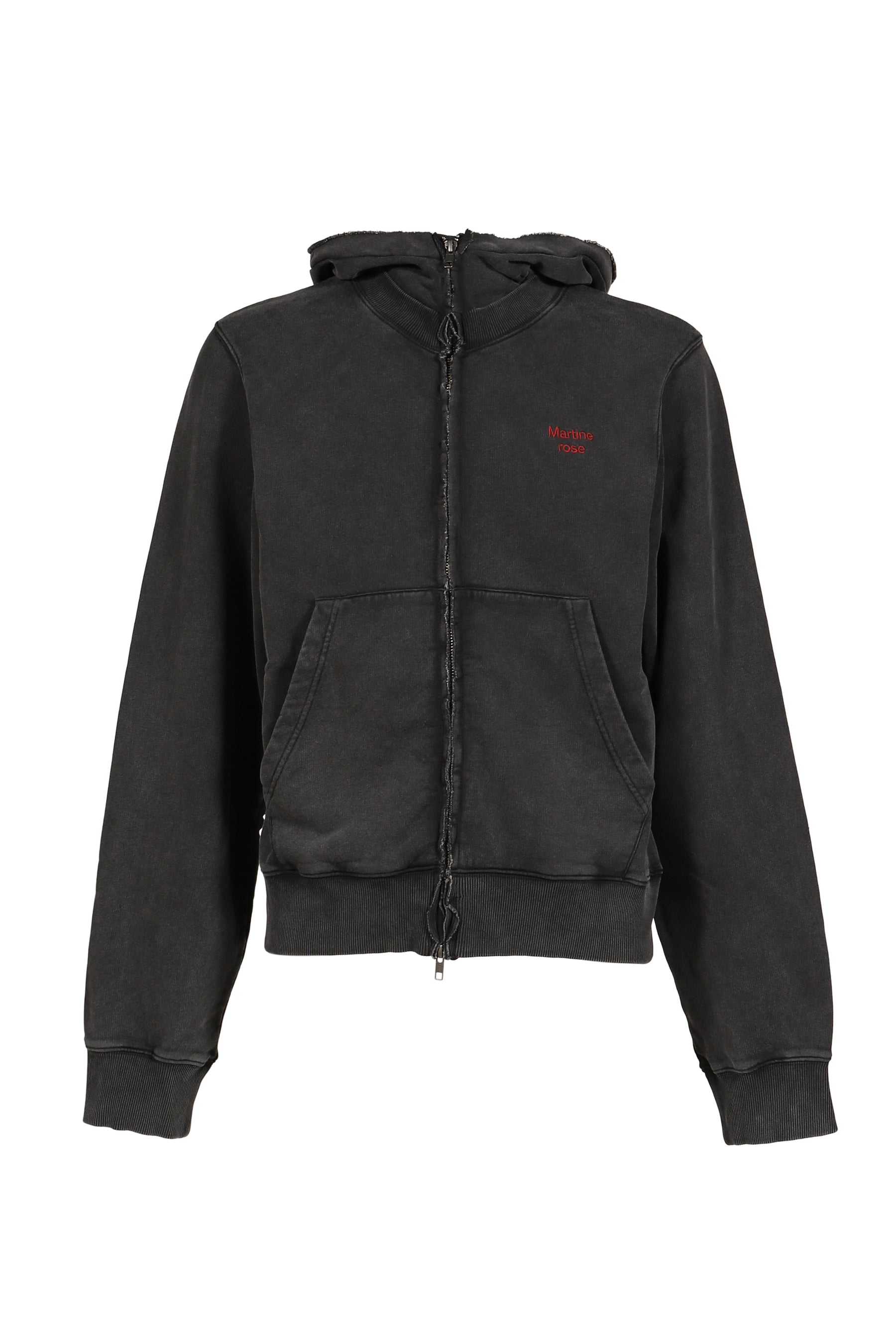 HOODED ZIP CREW / BLK WASHED BLK