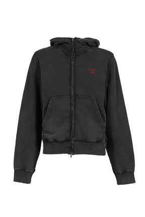 HOODED ZIP CREW / BLK WASHED BLK