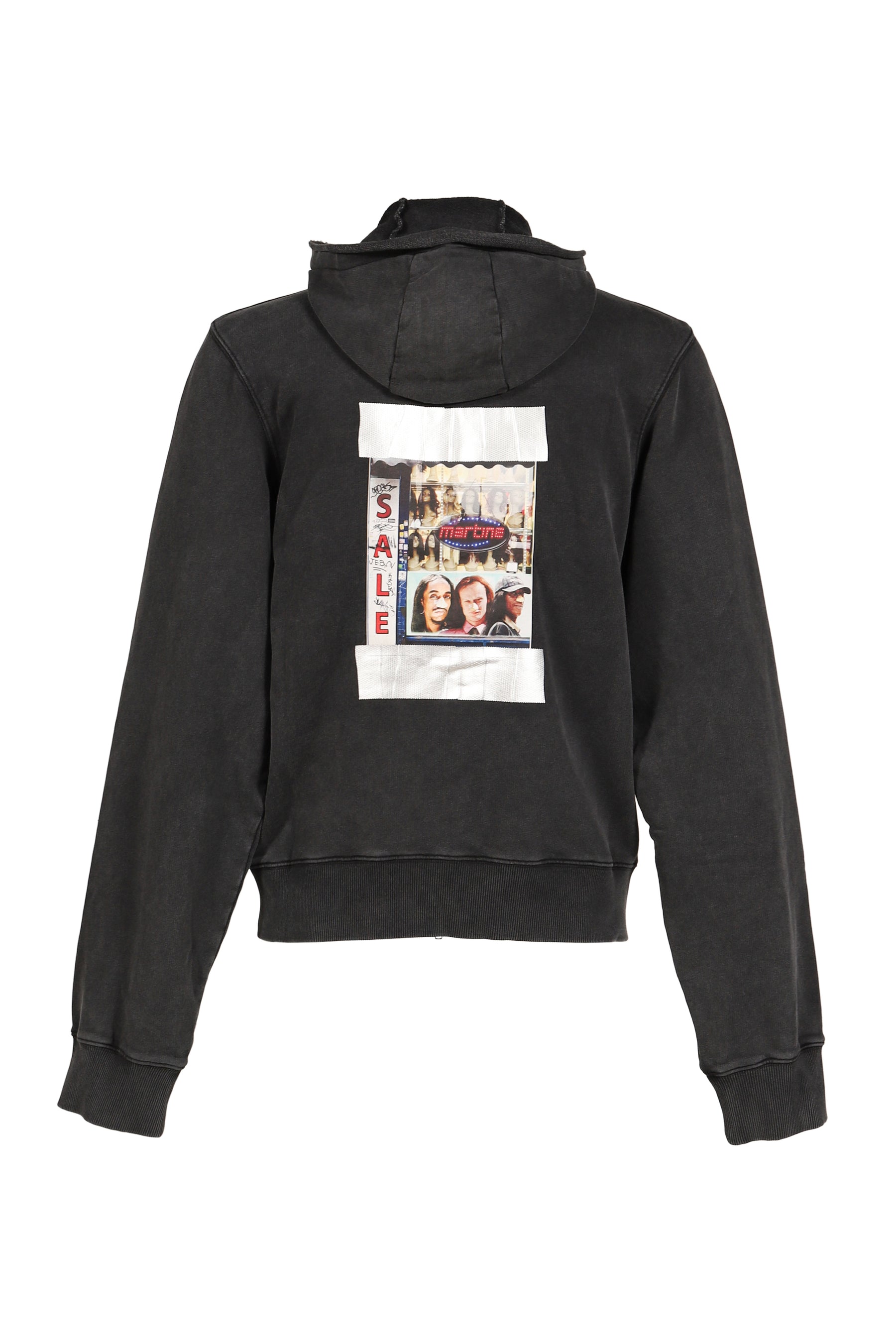 HOODED ZIP CREW / BLK WASHED BLK