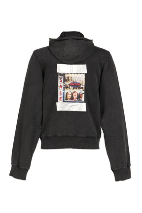HOODED ZIP CREW / BLK WASHED BLK