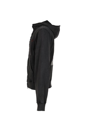 HOODED ZIP CREW / BLK WASHED BLK