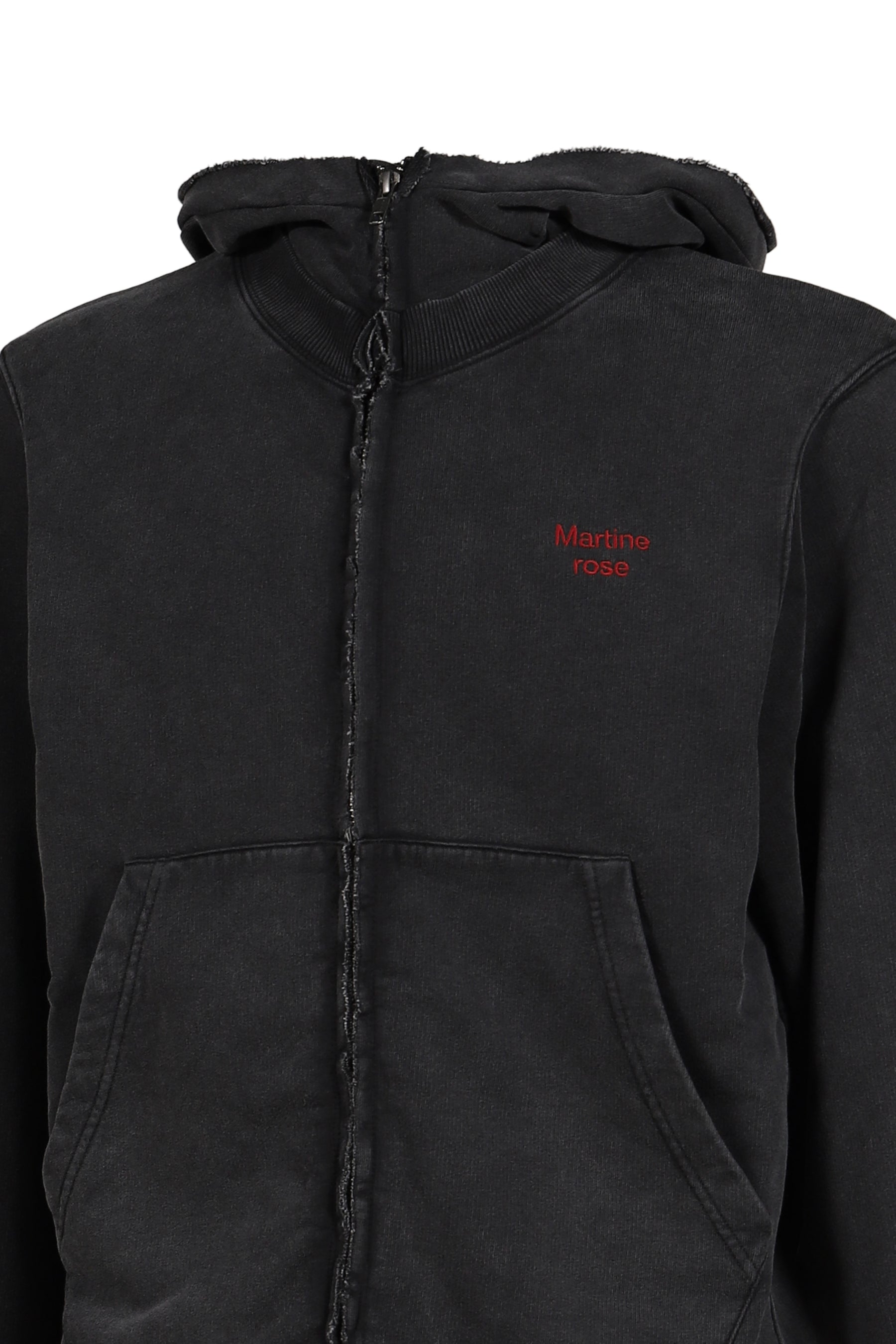 HOODED ZIP CREW / BLK WASHED BLK