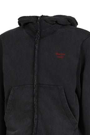 HOODED ZIP CREW / BLK WASHED BLK