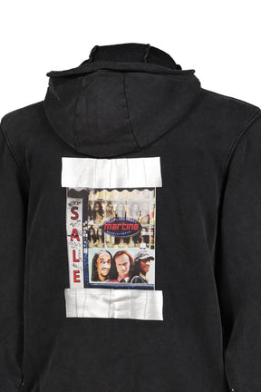 HOODED ZIP CREW / BLK WASHED BLK